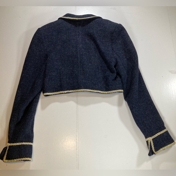 Custom Made Wool with Satin Lining Jacket, Bark Blue with Gold Accents - Picture 5 of 6